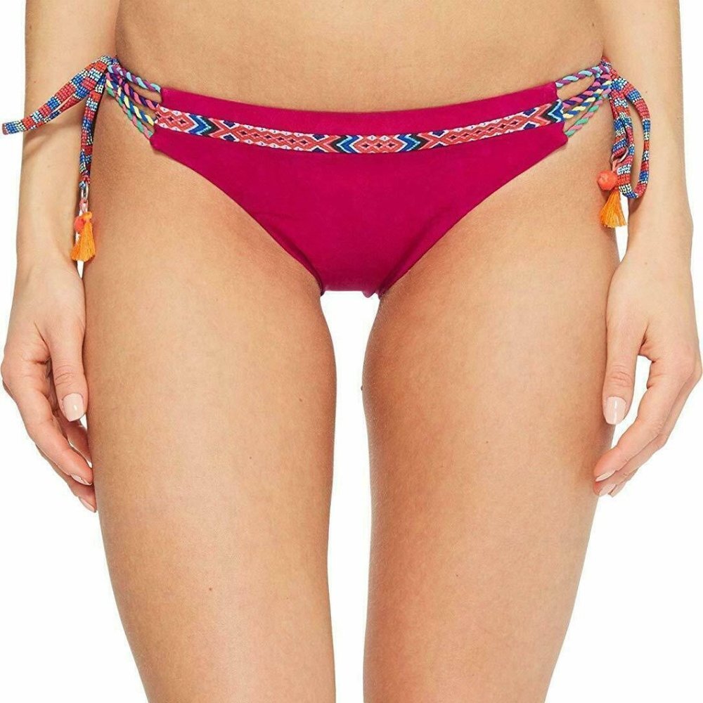 NWT Nanette Lepore Women's Cha Cha Vixen Side Tie Bikini Bottom Small S